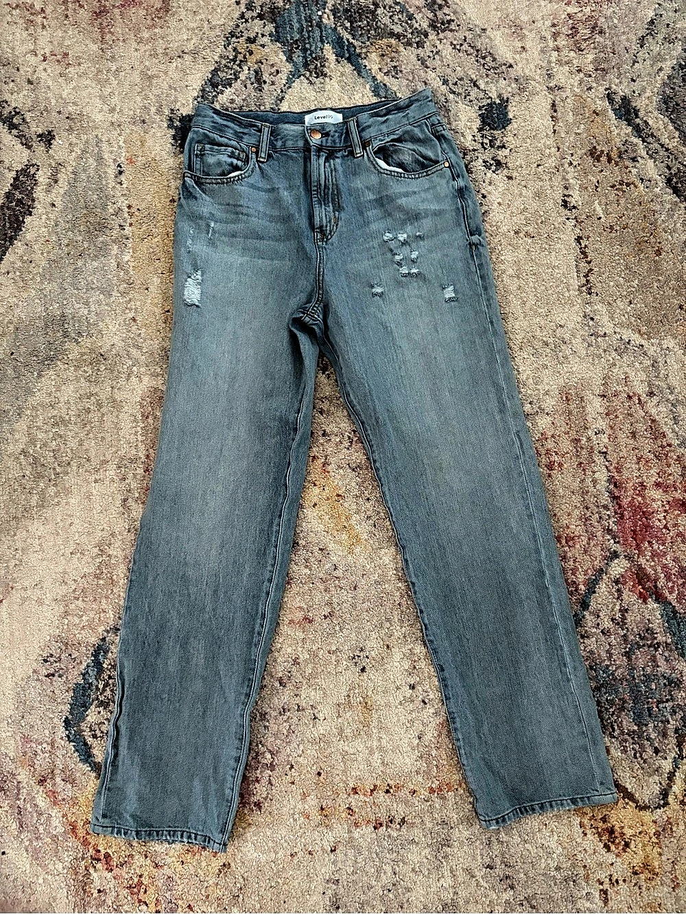 Level 99 Distressed Straight Leg Jeans in Blue Size 27